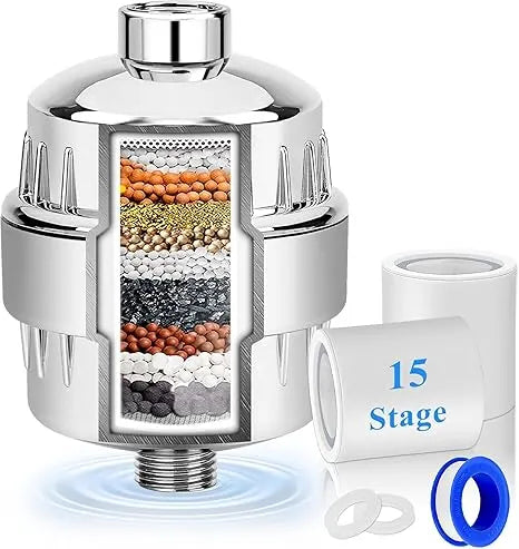 15-Stage Shower Filter – Reduce Frizz, Dry Skin & Dull Hair (Installs In 5min)